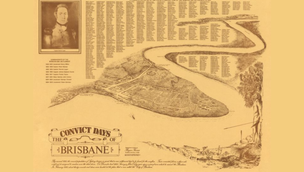 Illustration of the convict days of Brisbane researched and drawn by Bryan Thomas