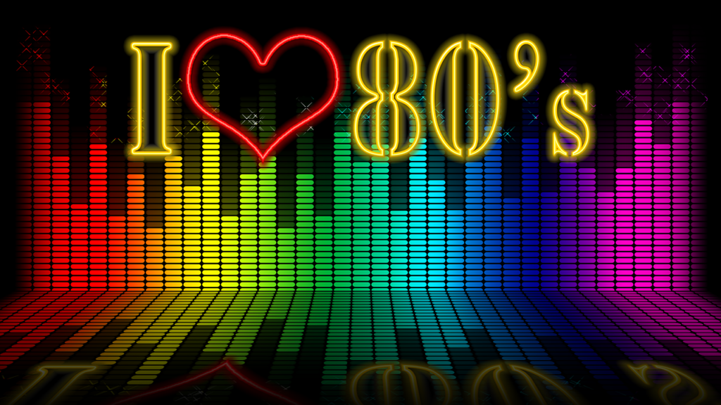 Neon graphics of I love 80s